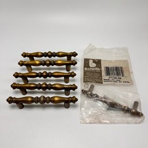 Cabinet‎ Burnished Brass Pull Handle Drawer Hardware Lot of 6